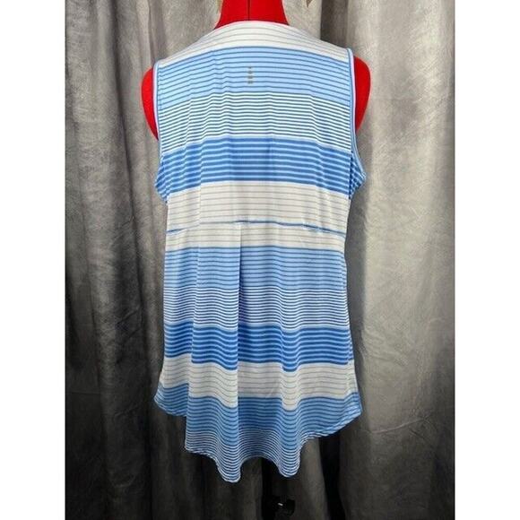 Lands’ End Women’s XL Tank Top Shirt Striped Light Blue Orange White - Picture 4 of 7